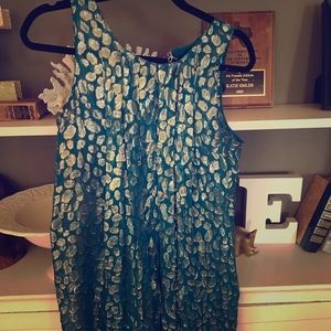 Anthropologie Blue and Gold Party Dress Sz 2